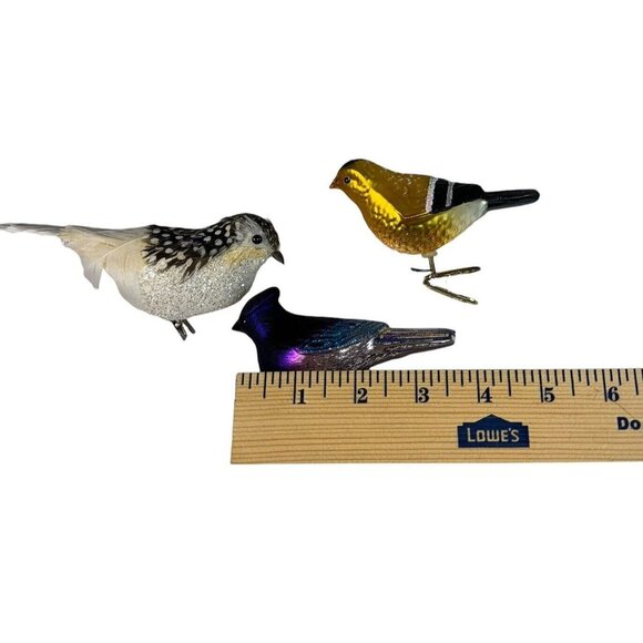 Vintage 2 Glass 1 foam Christmas Birds clip-On Bird - Lot Of 3- Nice Cond! - Picture 5 of 12